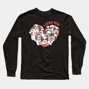 I love you cute valentines day gift for shih tzu lovers Long Sleeve T-Shirt